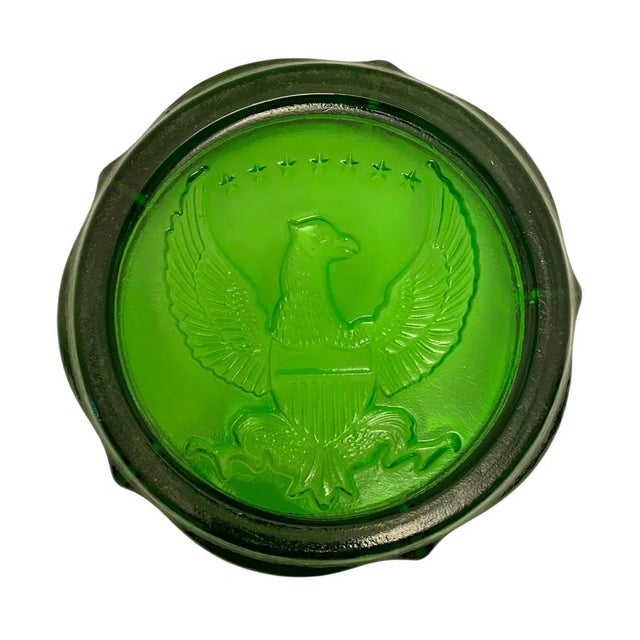 Vintage Green Indiana Glass Ashtray Eagle Shield Stars For Sale In Atlanta - Image 6 of 6