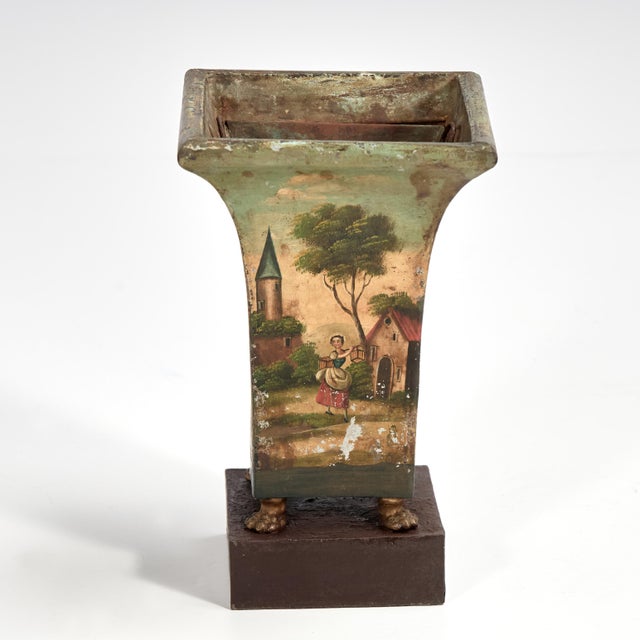 Metal Antique Pair of English Regency Tole Planters For Sale - Image 7 of 12