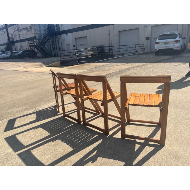 Brown Set of 4 Aldo Jacober for Alberto Bazzani Folding Chairs For Sale - Image 8 of 12