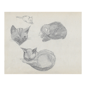 1943 William Wood Drawing of Cats