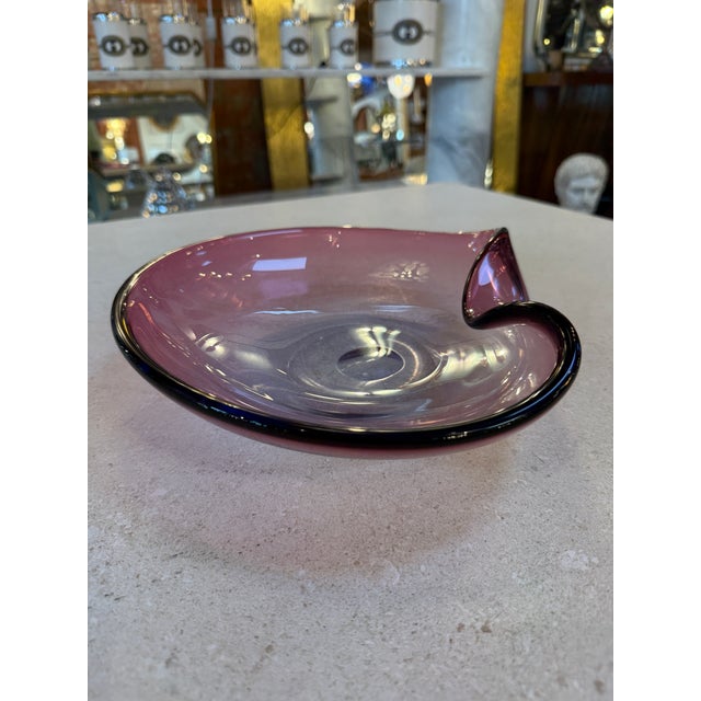 Modern Murano Amethyst Glass Bowl With Folded Rim, Italy 1960s For Sale - Image 3 of 6