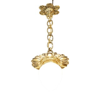 Art Nouveau Lamp in Brass and Glass, 1890s For Sale