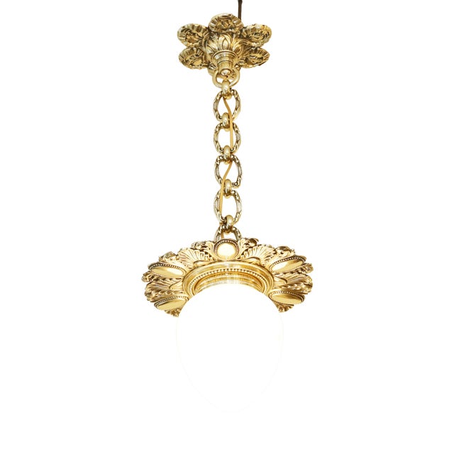 Art Nouveau Lamp in Brass and Glass, 1890s For Sale