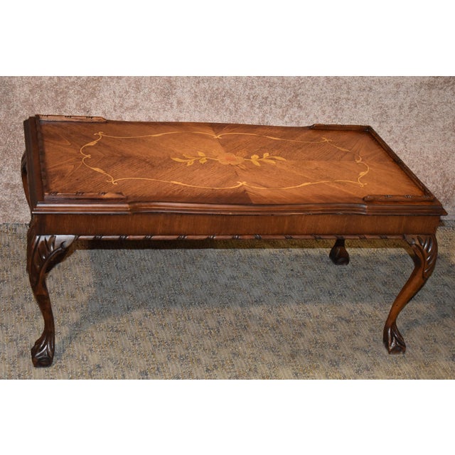 Vintage French Style Carved & Inlaid Cocktail Table Chairish