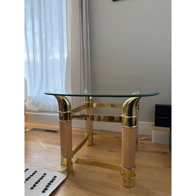 1970s Italian Faux Tusk and Brass Finish End Tables Tomasso Barbi Style For Sale - Image 9 of 9