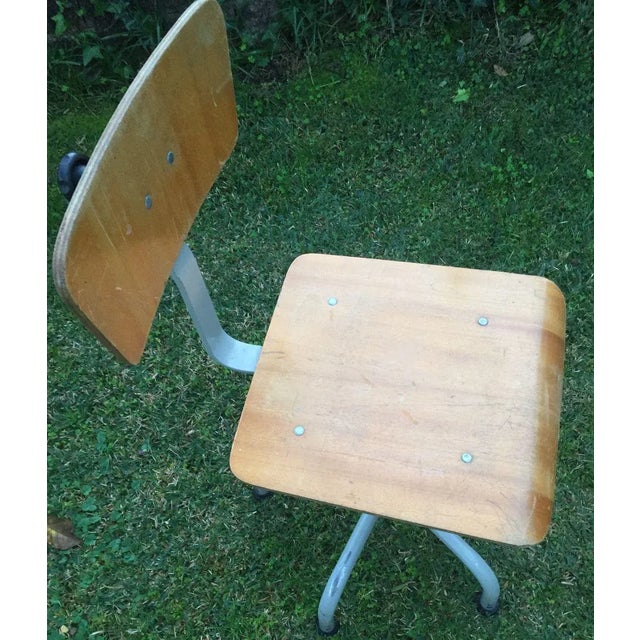 Industrial Industrial Stool with Backrest, 1970s For Sale - Image 3 of 6