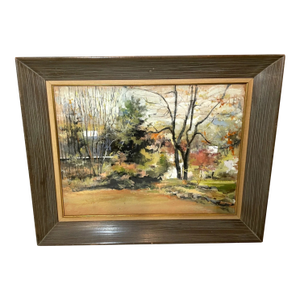 Large Vintage Rose Oil Acrylic Woodsy Landscape Abstract Expressionism Painting