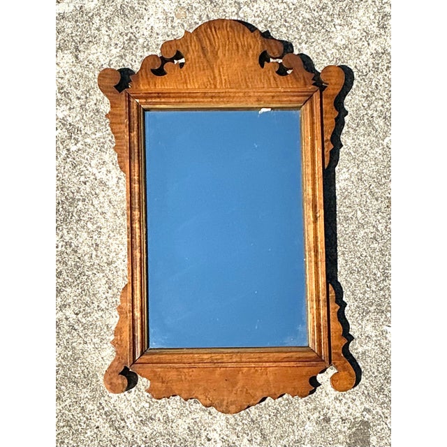 Wood Vintage Chippendale Burl Wood Mirror For Sale - Image 7 of 12