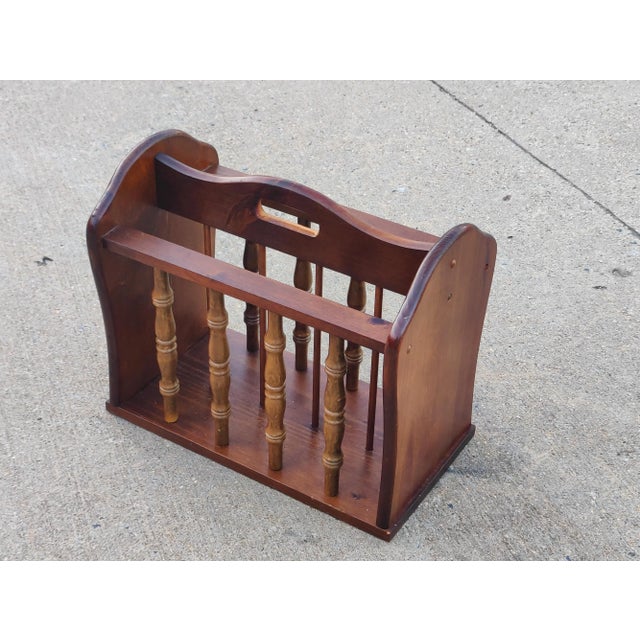 Mid 20th Century Mid 20th Century Vintage Wooden Magazine Rack, Newspaper Holder For Sale - Image 5 of 8