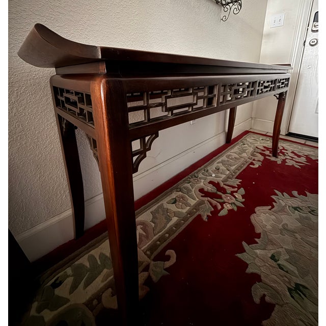 Raymond Sobota 1970s High Quality Hardwood Asian Burl Wood Design Console For Sale - Image 4 of 7