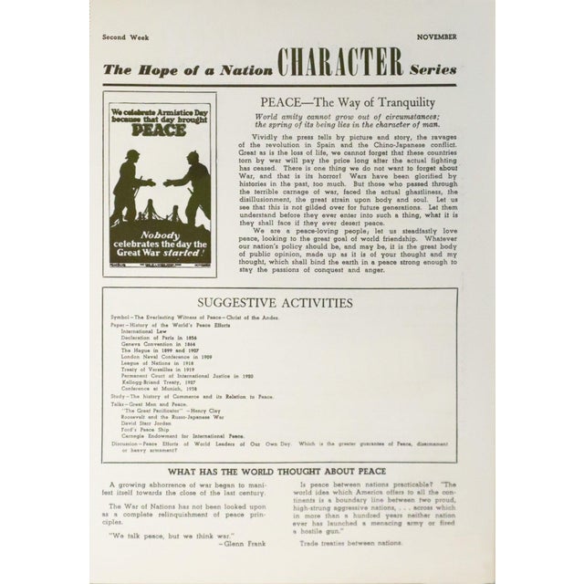 1937 American Hope of a Nation Poster Series, Peace (The Great War) For Sale - Image 4 of 4