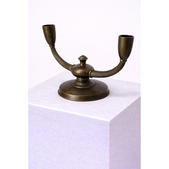 Swedish Art Deco Bronze 2-Arm Candelabra from GAB, Sweden, 1930s For Sale - Image 3 of 8