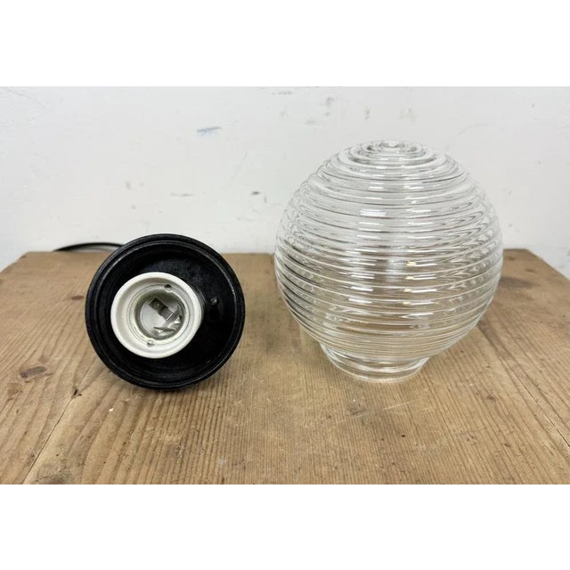 Industrial Bakelite Pendant Light with Ribbed Glass, 1970s For Sale - Image 11 of 12