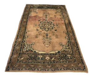 1960s Boho Chic Pastel Color Turkish Oushak Wool Area Rug - 4′7″ × 8′