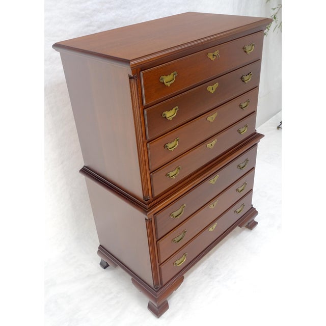 Bracket Feet Solid Mahogany Brass Pull Federal Style 7 Drawer High Chest Dresser For Sale - Image 9 of 18