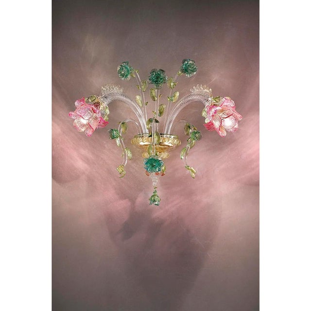 Early 21st Century Floreal Murano Glass Wall Sconce by Simoeng For Sale - Image 5 of 6