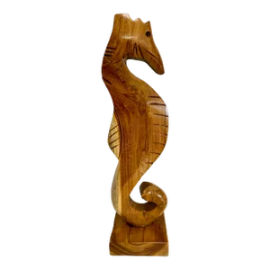 Large Wood Seahorse Sculpture Coastal Cottage Decor