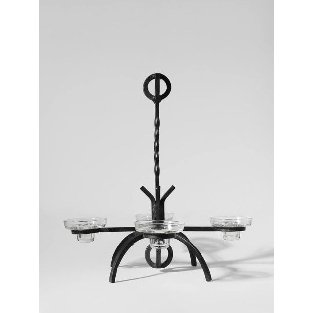 Brutalist Cast Iron Candle Chandelier, 1950 For Sale - Image 6 of 6