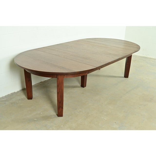 Brown Stickley Antique Mission Oak Arts & Crafts Extension Dining Table, Newly Refinished For Sale - Image 8 of 14