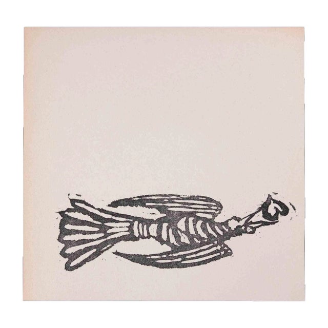 Mino Maccari, Bird of Love, Original Linocut, 1951 For Sale