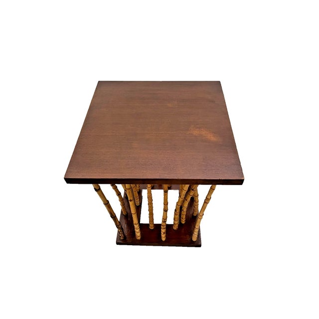 Mid-Century Side Table Hollywood Regency Bamboo & Wood Forest-Base For Sale In Palm Springs - Image 6 of 12