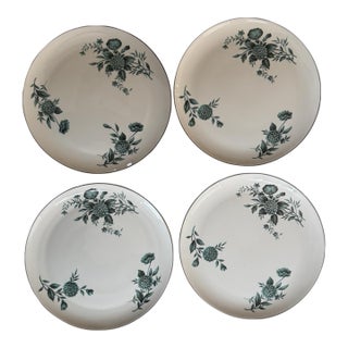 1960s Pickard Ravenswood 10.25 Inch Dinner Plates Green Floral - Set of Four (4) For Sale