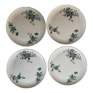 1960s Pickard Ravenswood 10.25 Inch Dinner Plates Green Floral - Set of Four (4)