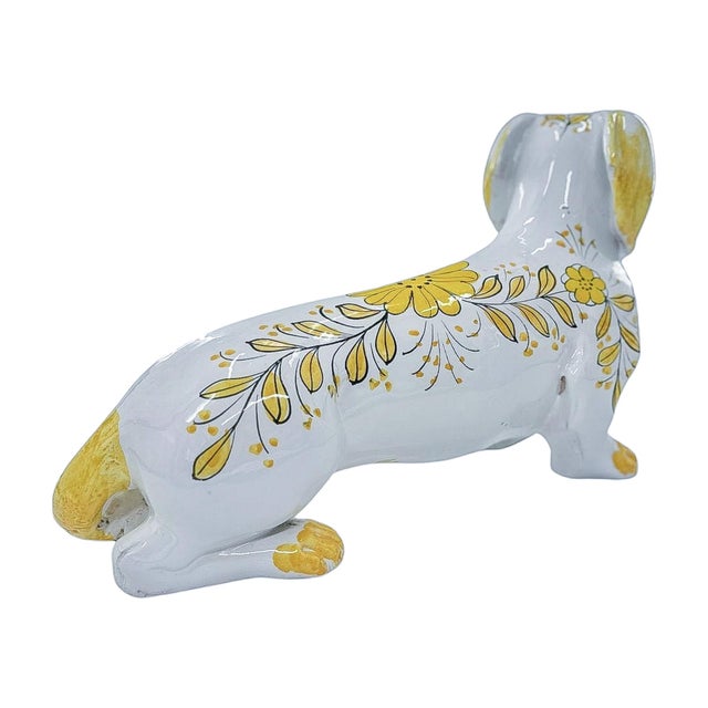 Late 20th Century Large Hand-Painted Floral Ceramic Dachshund Sculpture For Sale - Image 5 of 6