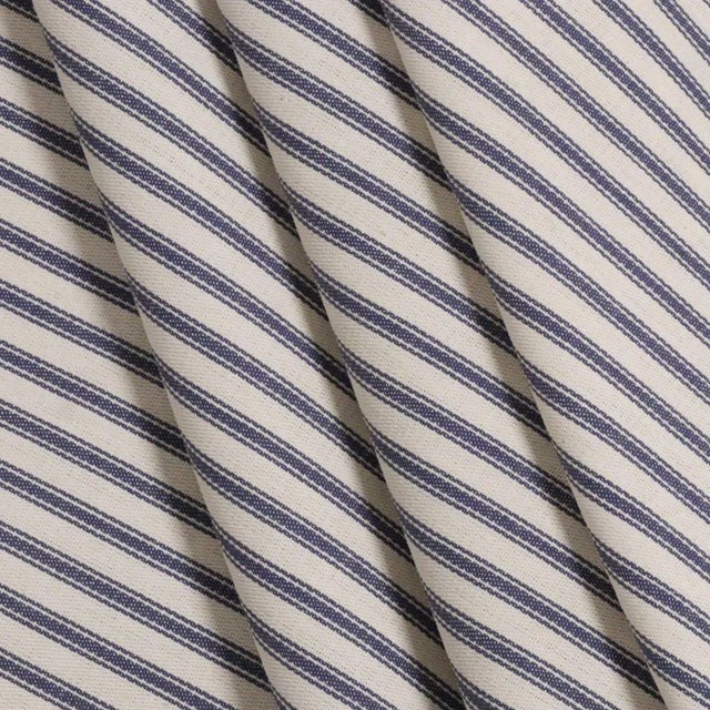 Not Yet Made - Made To Order Dart Ticking Stripe Navy Fr Fabric - Sample For Sale - Image 5 of 6