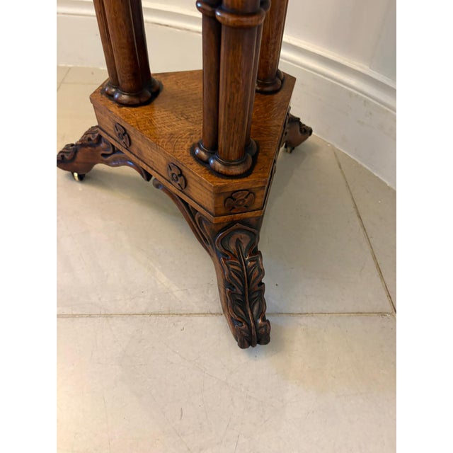 Antique Regency Pollard Oak Lamp Table with Lift Top and Carved Base, 1830s For Sale - Image 10 of 15