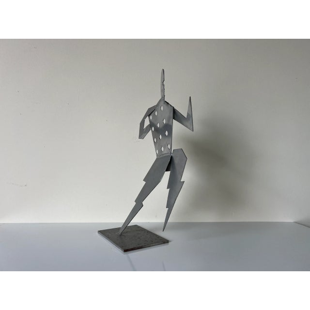 Vintage Metal Football Player Art Sculpture For Sale In Miami - Image 6 of 13