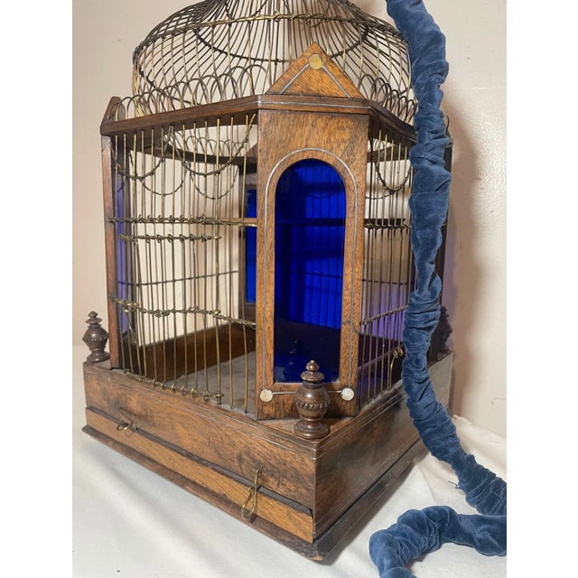 Antique 1800's Handmade Westley Richards Gunsmith Wood Stained Glass Birdcage For Sale - Image 9 of 17