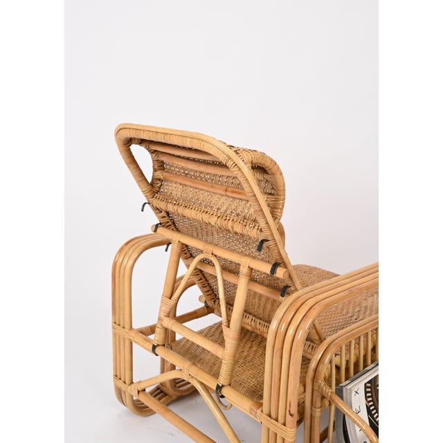 Set of Adjustable Lounge Chairs in Wicker and Rattan, Italy, 1970s For Sale - Image 17 of 18