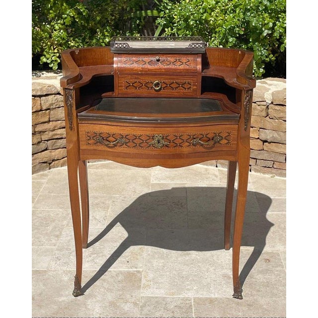 Louis XV / Louis XVI Transition Marquetry Desk For Sale - Image 3 of 13