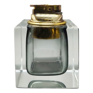 Table Lighter in Grey Sommerso Murano Glass by Flavio Poli for Seguso, 1960s For Sale