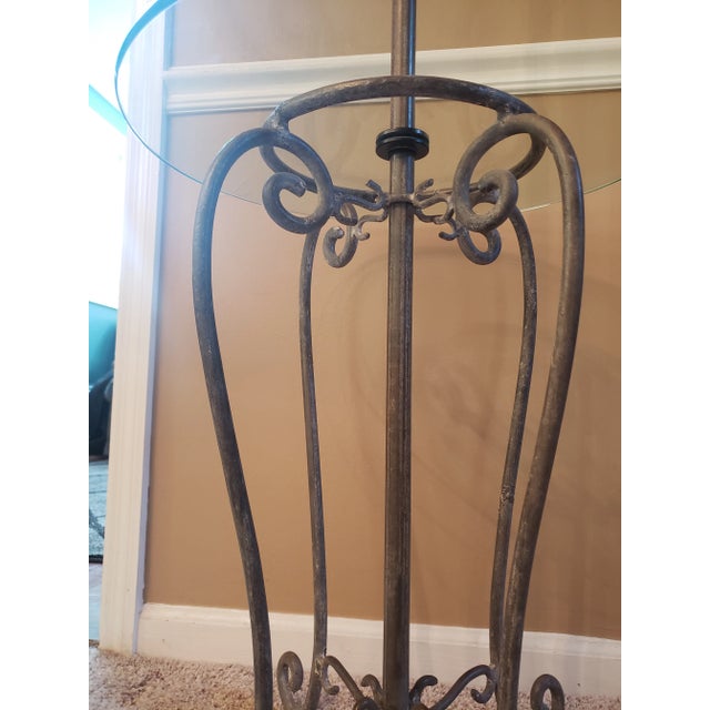 Mid 20th Century Frederick Cooper Iron Floor Lamp With Glass Table For Sale - Image 5 of 13