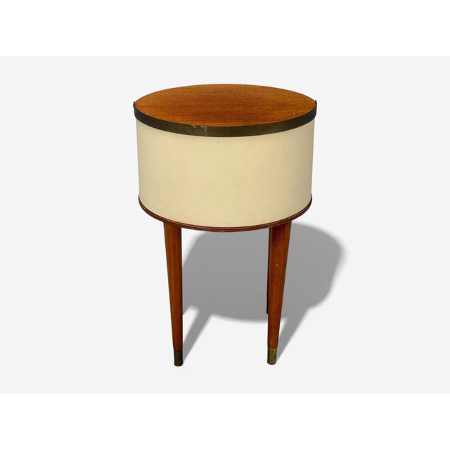 Halvdan Petterson, Nightstands, Leather, Beech, Brass, Sweden, 1950s For Sale - Image 11 of 14