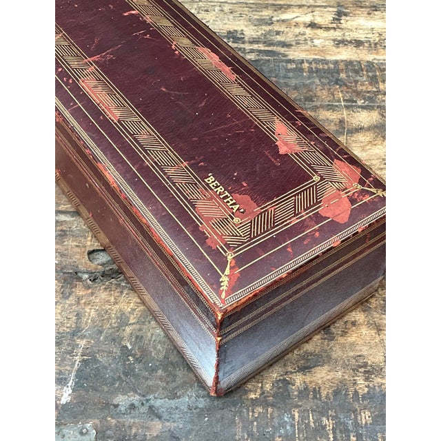 Mid 20th Century Vintage Italian Leather Embossed “Bertha” Box For Sale - Image 5 of 12