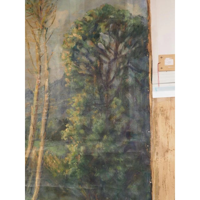 Large French Landscape Painting of a Hunter and Hillside Village, Signed and Dated 1962 For Sale - Image 9 of 12