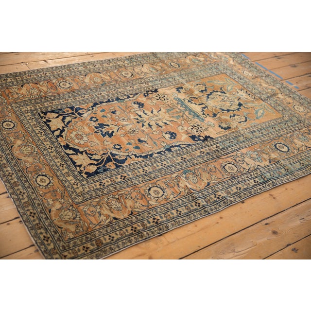 Burnt Orange Antique Fine Tabriz Rug - 4'5" x 5'11" For Sale - Image 8 of 12