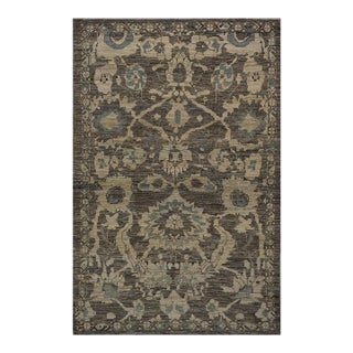 Turkish Sultanabad Wool 6x9 Gray, Ivory & Slate Handmade Area Rug #1143045 For Sale