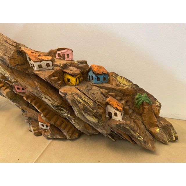 Vintage Brazilian Dimensional Carved Driftwood Mountainside Scene For Sale - Image 4 of 7