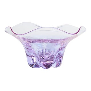 Lilac Ruffled Glass Bowl For Sale