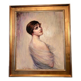 European School Artist Portrait Composition, 1930s, Oil Painting on Canvas, Framed For Sale