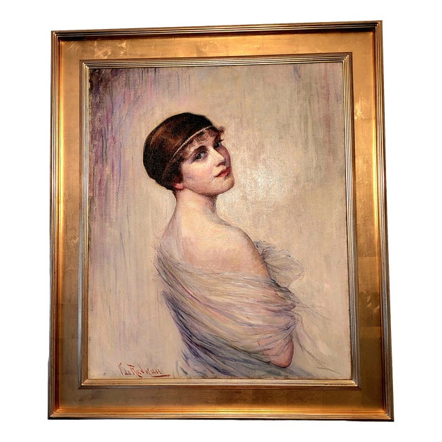European School Artist Portrait Composition, 1930s, Oil Painting on Canvas, Framed For Sale