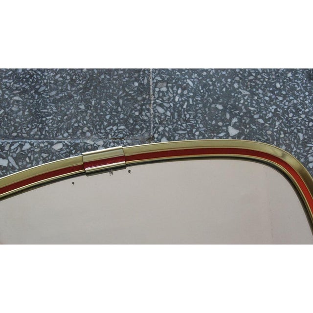 Mid-Century Gold and Red Mirror, 1960s For Sale - Image 4 of 8