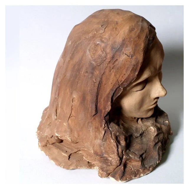 Italy 1955 head of woman in painted clay signed TZ55 attributed to Tono Zancanaro from Padua. This piece has an...