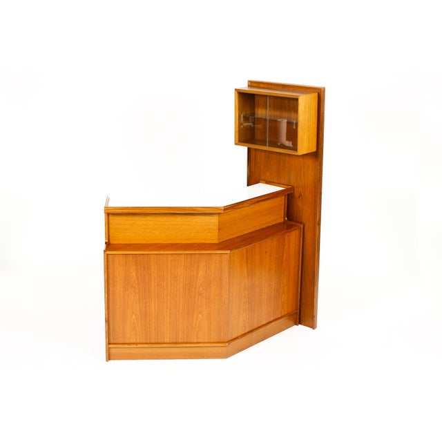 #2141 — Danish Modern / Mid Century Teak Angular Dry Bar with Display Cabinet — Turnidge Great vintage danish dry bar....