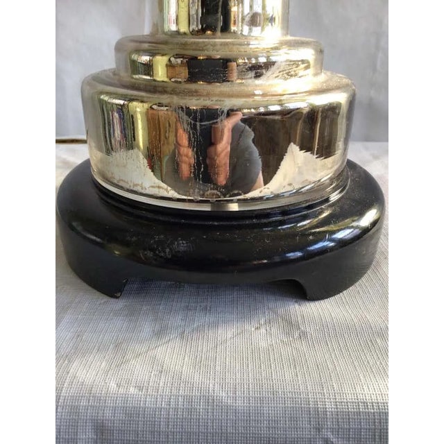1970s Mercury Glass Table Lamp on Wood Painted Base For Sale - Image 4 of 12
