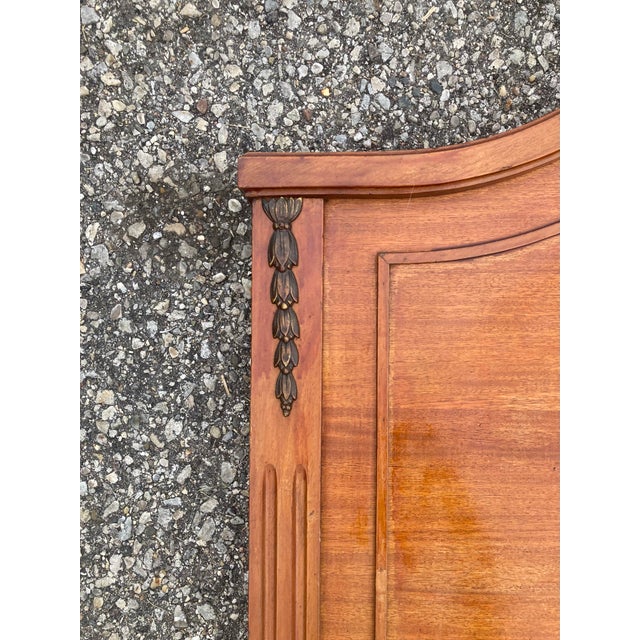 Brown Antique Inlaid Wood Bed Full Size Frame For Sale - Image 8 of 10